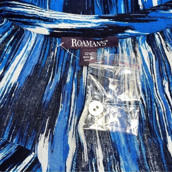 Roaman’s NWT plus sized button down abstract print long shirt - Picture 4 of 9